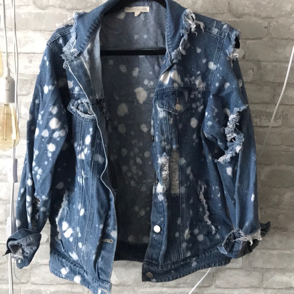 White paint splatter denim jacket